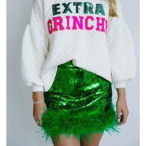 Judith March Green Sequin Feather Skirt